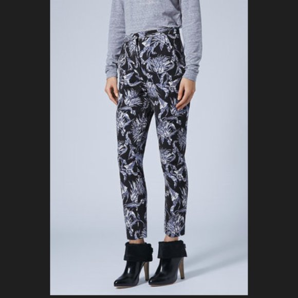 UNIQUE by Topshop Artichoke Tailored Trousers Pants NEW Black Blue NWT Women's 6 - Picture 1 of 16